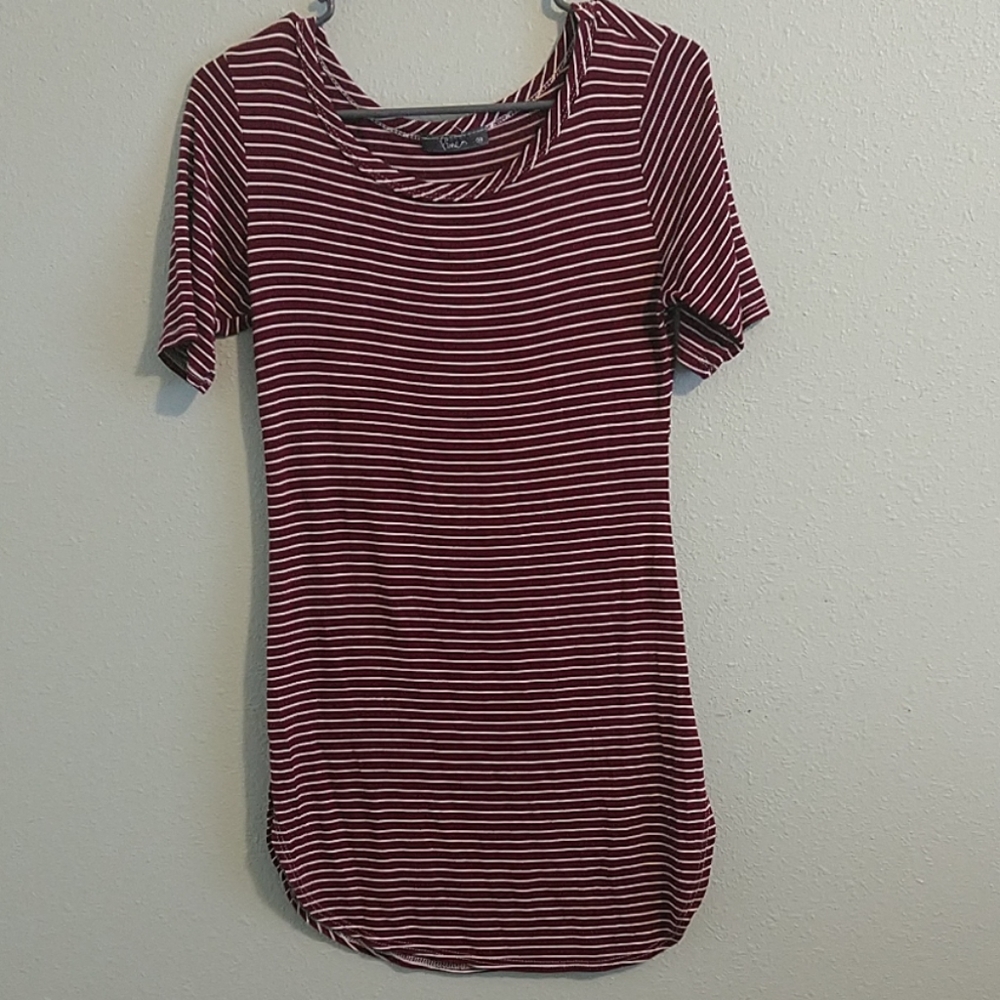 Maroon stripped shirt dress